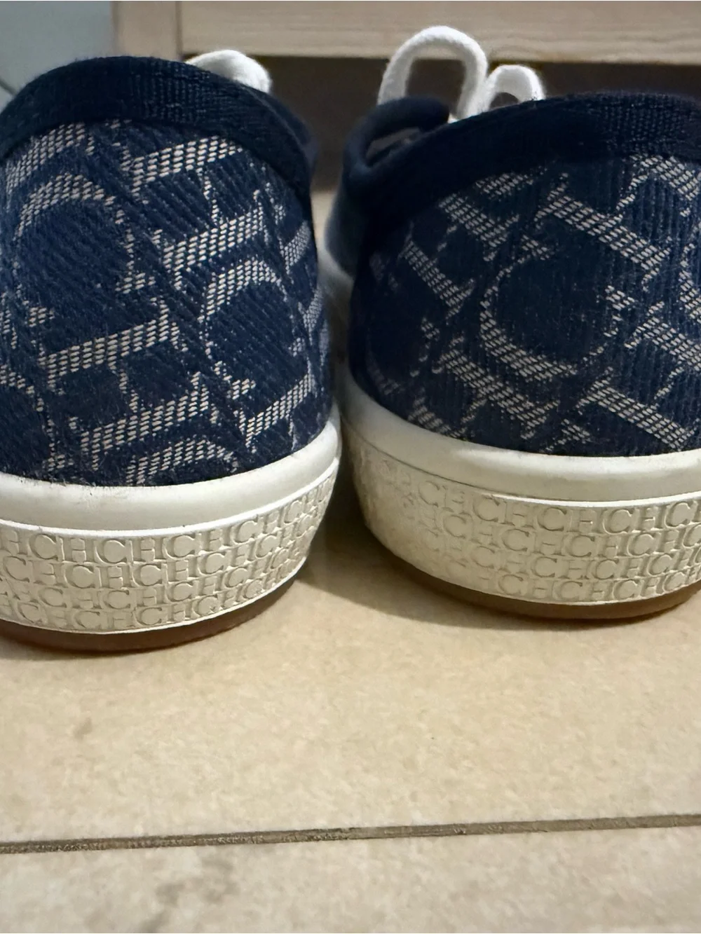 Carolina Herrera Navy Monogram Low-Top Sneakers